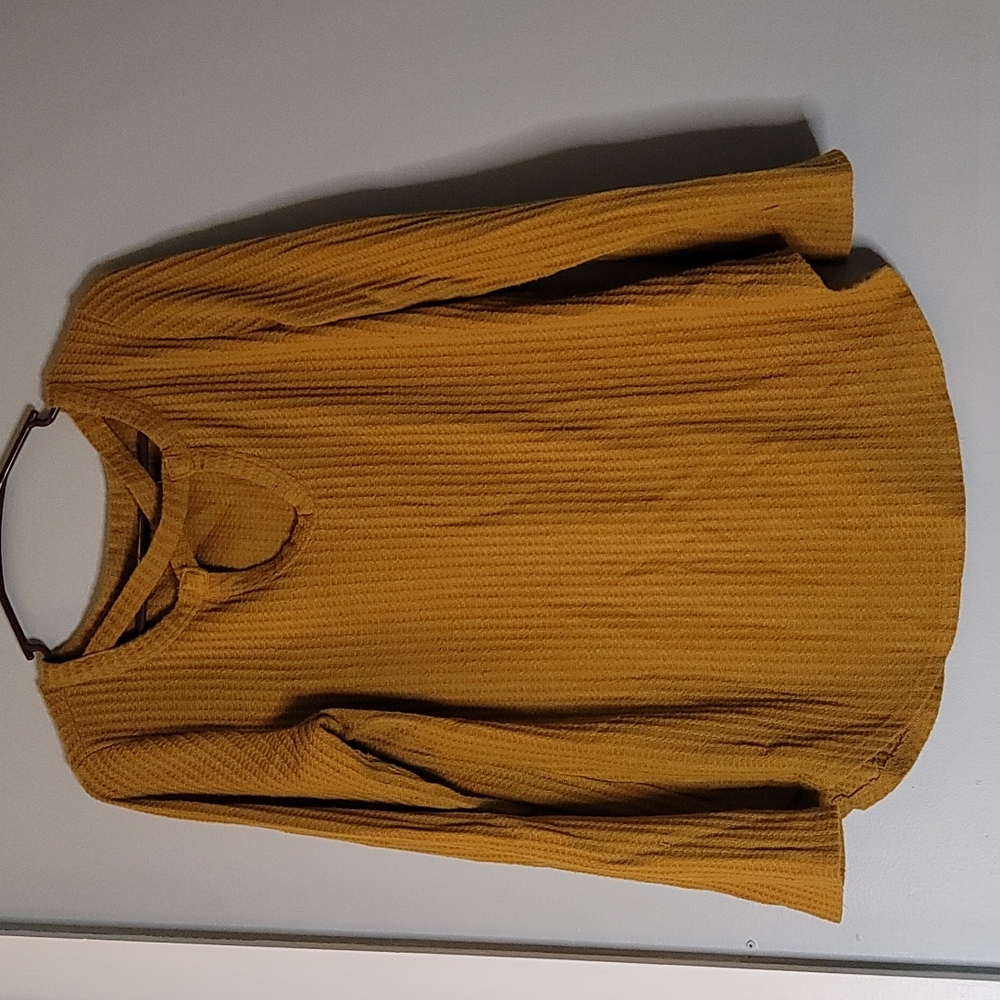 Maurices M mustard waffleknit top